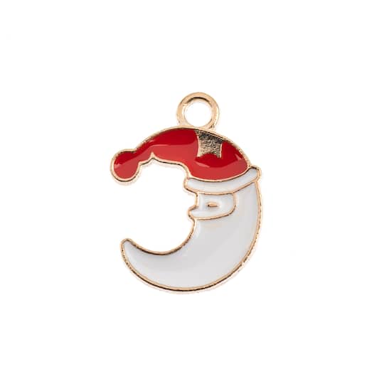 John Bead Sweet &#x26; Petite Moon Santa Holiday Charms, 8ct.